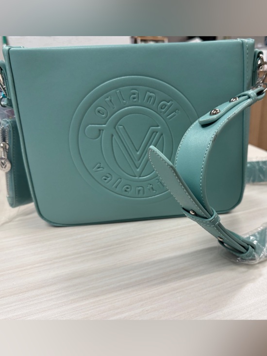 Valentino Orlandi Handbags - Valentino Orlandi Mint Green Embossed Logo Shoulder Bag